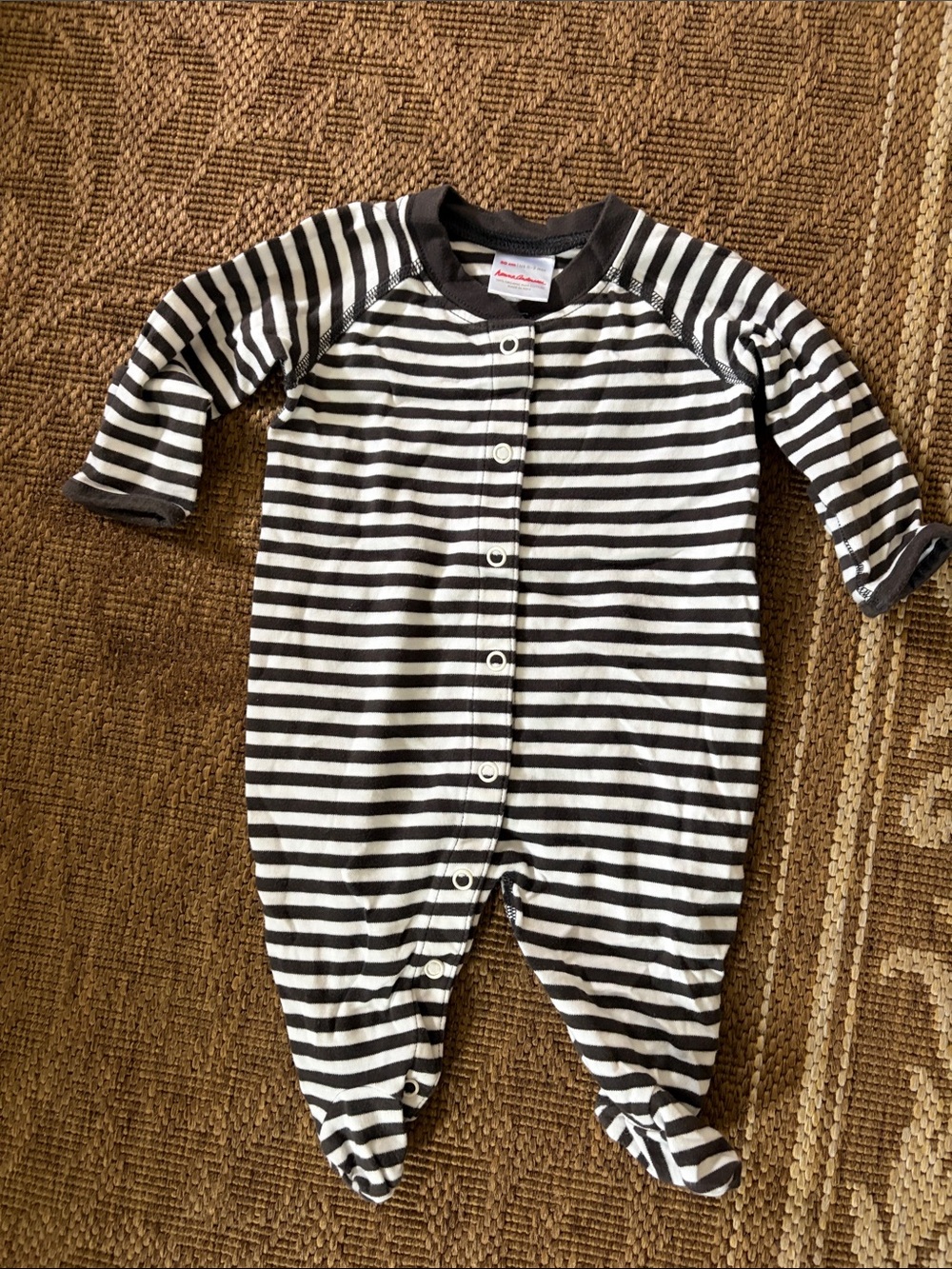 Hanna Andersson Black & White Striped Footed One-Piece for Kids Pima Cotton